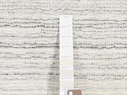 Ivory 2'0" x 2'0" Modern and Contemporary Handloom Wool Rug - Sku: O080359