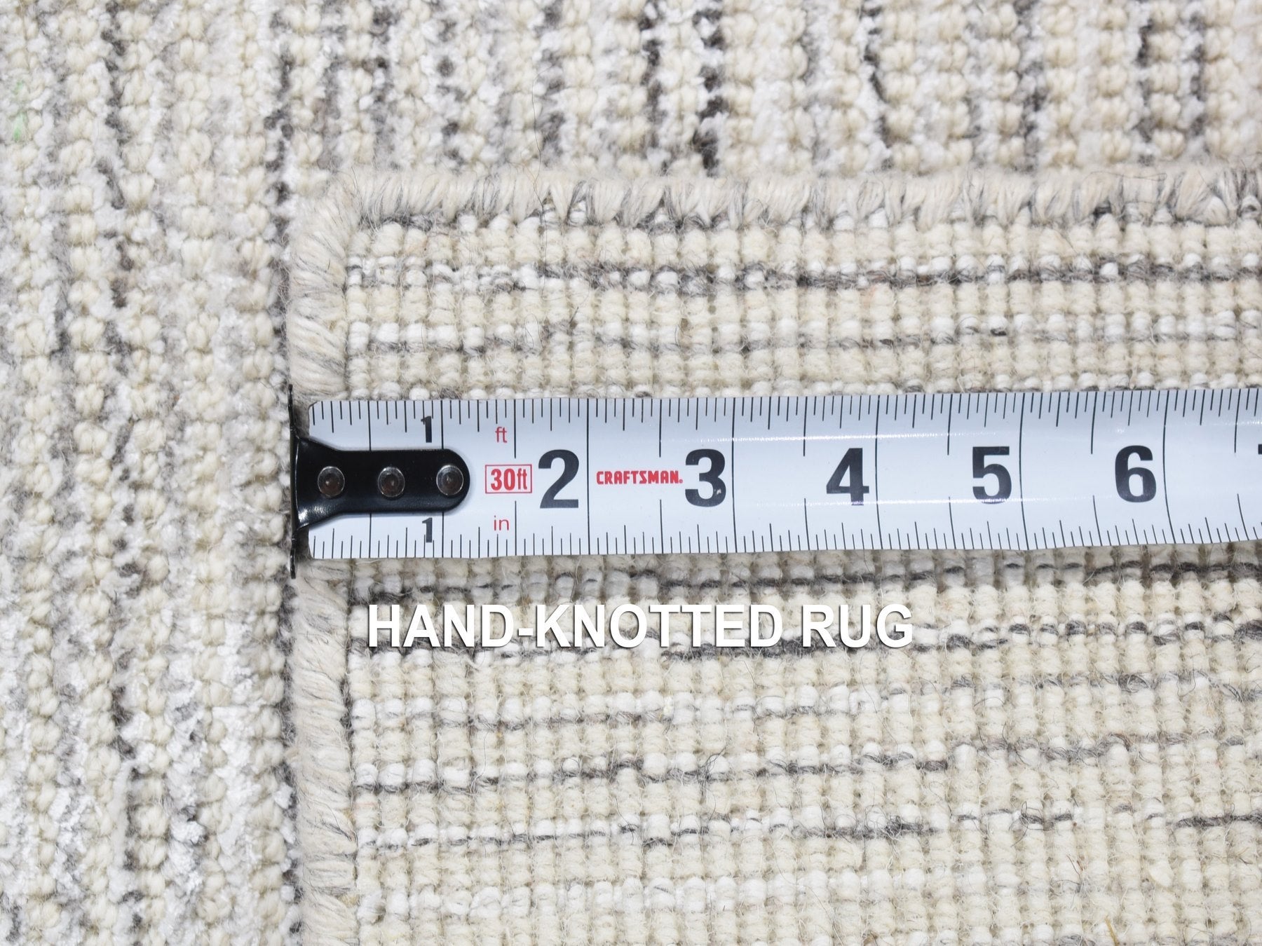 Modern / Contemporary hand-knotted wool rug in Ivory, 2' x 2' — SKU O080359 (view 6)