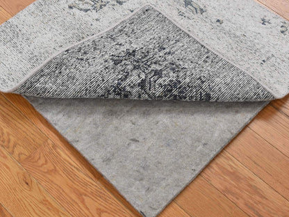 Modern / Contemporary hand-knotted silk rug in Ivory, 2' x 2'2" — SKU O080364 (view 2)