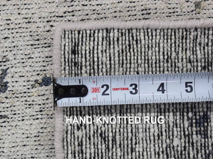 Modern / Contemporary hand-knotted silk rug in Ivory, 2' x 2'2" — SKU O080364 (view 6)