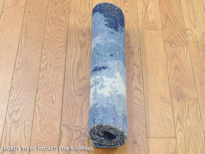 Blue 2'0" x 3'0" Modern and Contemporary Hand knotted Wool Rug - Sku: O080367