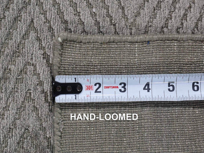 Beige 2'0" x 3'1" Modern and Contemporary Handloom Silk Rug - Sku: O080373