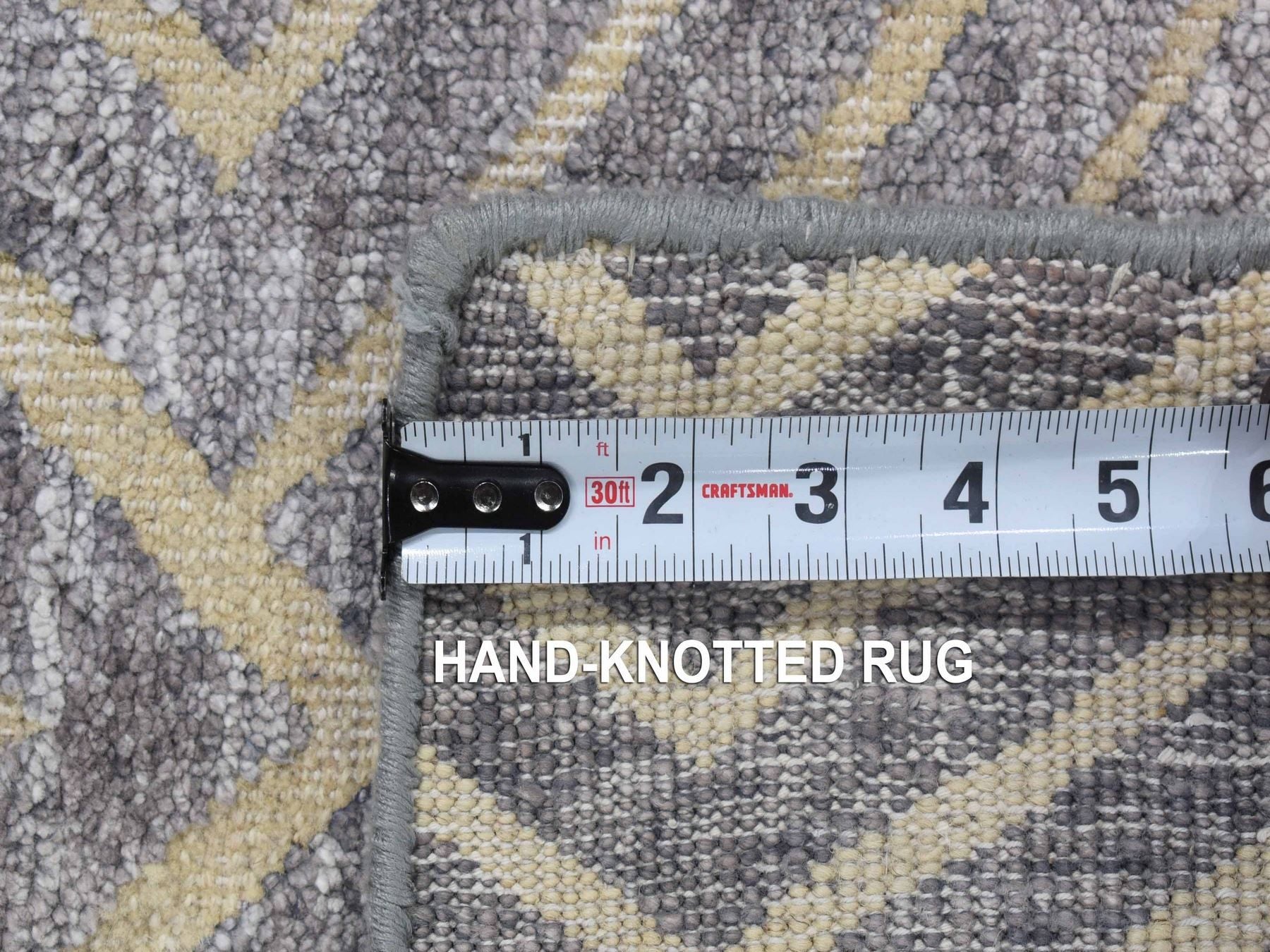 Modern / Contemporary hand-knotted wool/silk rug in Gray, 2' x 3' — SKU O080374 (view 6)