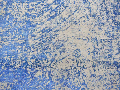 Blue 8'1" x 9'10" Modern and Contemporary Hand knotted Wool/Silk Rug - Sku: O080379