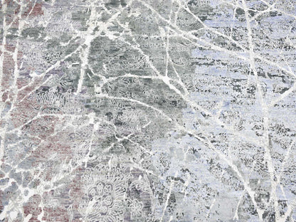 Modern / Contemporary hand-knotted wool/silk rug in Gray, 7'7" x 10'1" — SKU O080380 (view 8)
