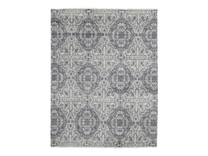 Tribal & Geometric hand-knotted wool/silk rug in Ivory, 7'9" x 10' — SKU O080382