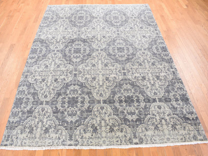 Tribal & Geometric hand-knotted wool/silk rug in Ivory, 7'9" x 10' — SKU O080382 (view 2)