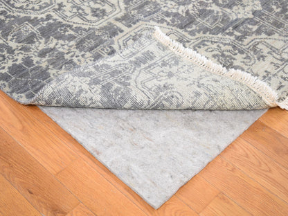 Tribal & Geometric hand-knotted wool/silk rug in Ivory, 7'9" x 10' — SKU O080382 (view 4)