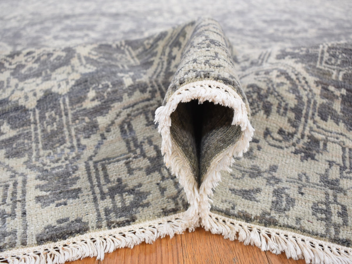 Tribal & Geometric hand-knotted wool/silk rug in Ivory, 7'9" x 10' — SKU O080382 (view 5)