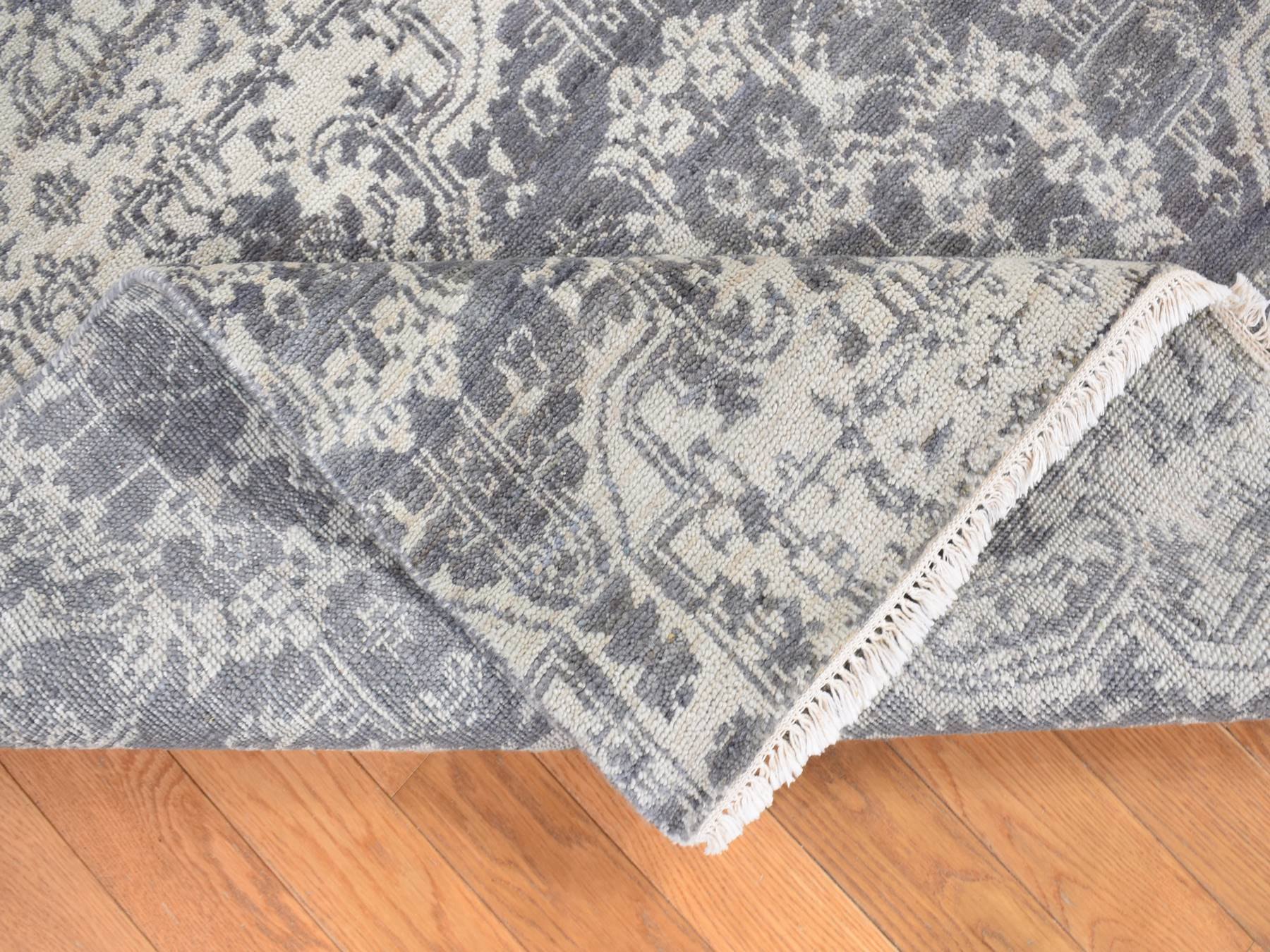 Tribal & Geometric hand-knotted wool/silk rug in Ivory, 7'9" x 10' — SKU O080382 (view 6)