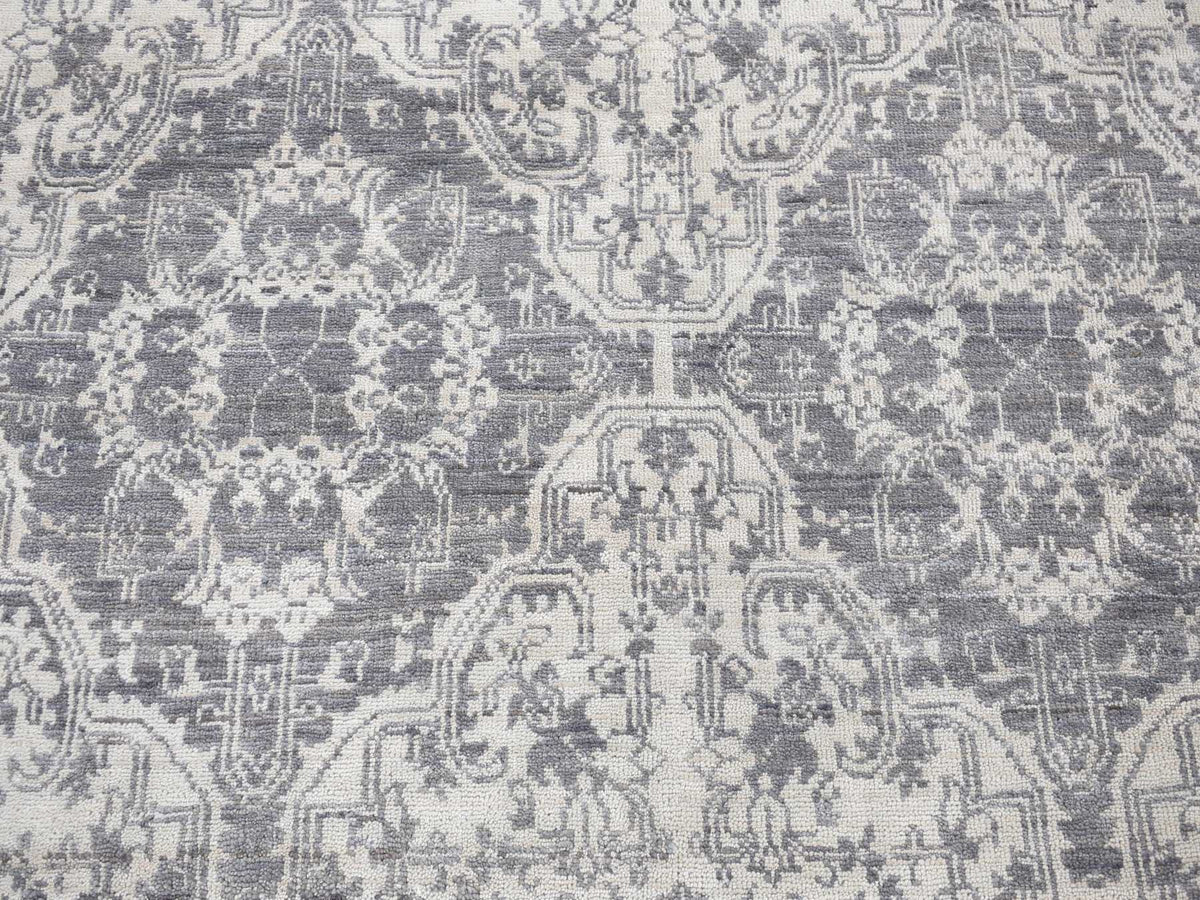 Tribal & Geometric hand-knotted wool/silk rug in Ivory, 7'9" x 10' — SKU O080382 (view 8)