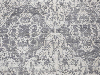 Tribal & Geometric hand-knotted wool/silk rug in Ivory, 7'9" x 10' — SKU O080382 (view 8)