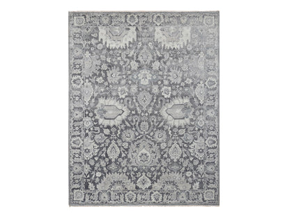Oushak Oushak hand-knotted wool/silk rug in Gray & Charcoal Gray, 7'10" x 10'2" — SKU O080385