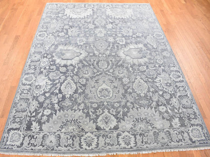 Oushak Oushak hand-knotted wool/silk rug in Gray & Charcoal Gray, 7'10" x 10'2" — SKU O080385 (view 2)