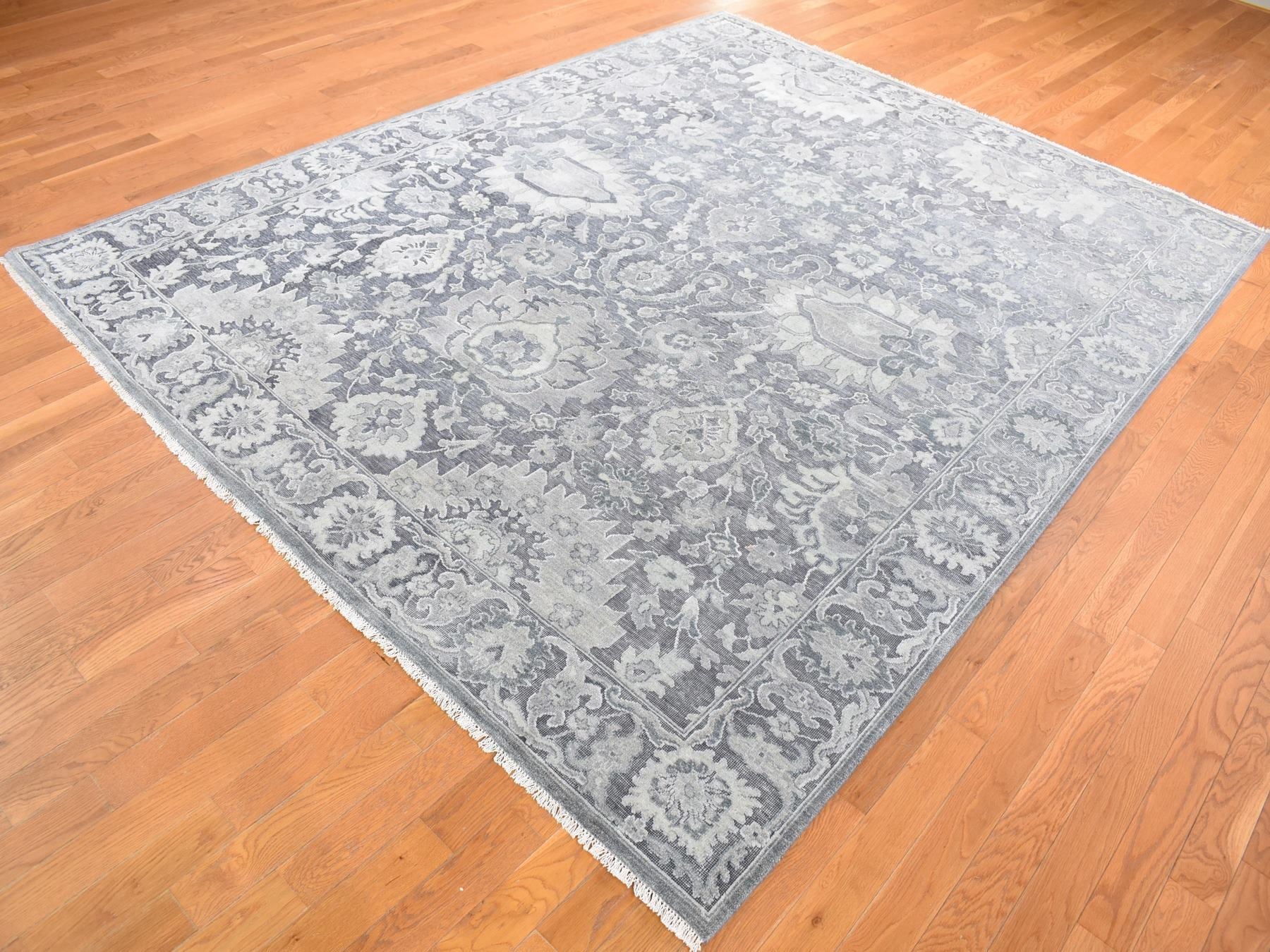 Oushak Oushak hand-knotted wool/silk rug in Gray & Charcoal Gray, 7'10" x 10'2" — SKU O080385 (view 3)