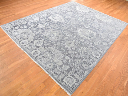 Oushak Oushak hand-knotted wool/silk rug in Gray & Charcoal Gray, 7'10" x 10'2" — SKU O080385 (view 3)