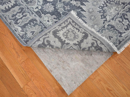 Oushak Oushak hand-knotted wool/silk rug in Gray & Charcoal Gray, 7'10" x 10'2" — SKU O080385 (view 4)