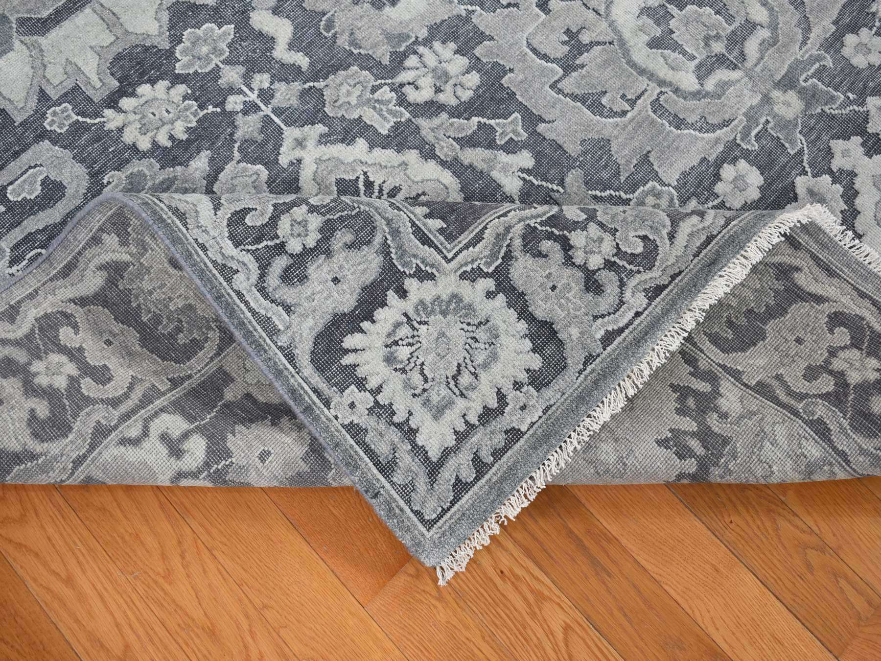 Oushak Oushak hand-knotted wool/silk rug in Gray & Charcoal Gray, 7'10" x 10'2" — SKU O080385 (view 6)