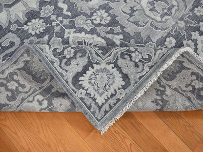 Oushak Oushak hand-knotted wool/silk rug in Gray & Charcoal Gray, 7'10" x 10'2" — SKU O080385 (view 6)