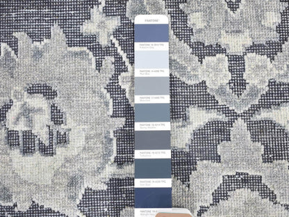 Oushak Oushak hand-knotted wool/silk rug in Gray & Charcoal Gray, 7'10" x 10'2" — SKU O080385 (view 7)