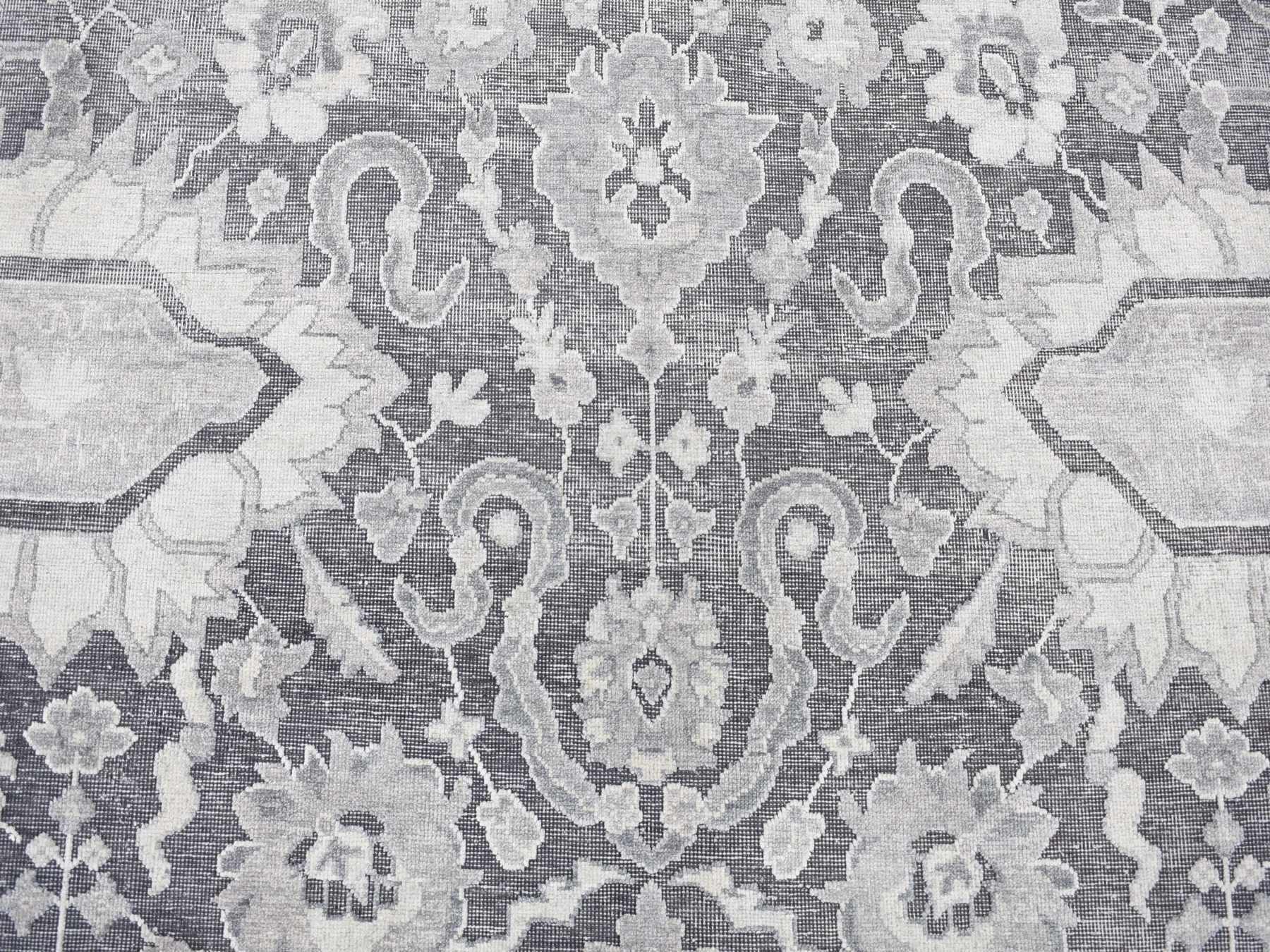 Oushak Oushak hand-knotted wool/silk rug in Gray & Charcoal Gray, 7'10" x 10'2" — SKU O080385 (view 8)