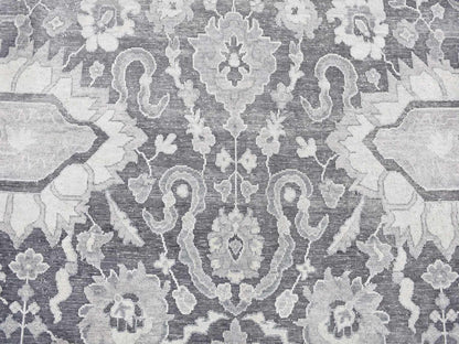Oushak Oushak hand-knotted wool/silk rug in Gray & Charcoal Gray, 7'10" x 10'2" — SKU O080385 (view 8)