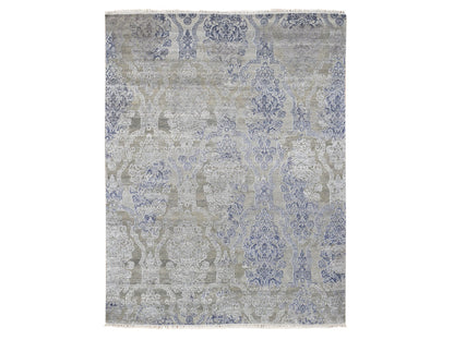 Modern / Contemporary hand-knotted wool/silk rug in Gray, 8'1" x 10'4" — SKU O080386