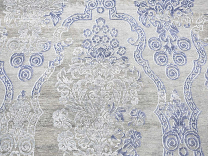 Modern / Contemporary hand-knotted wool/silk rug in Gray, 8'1" x 10'4" — SKU O080386 (view 8)