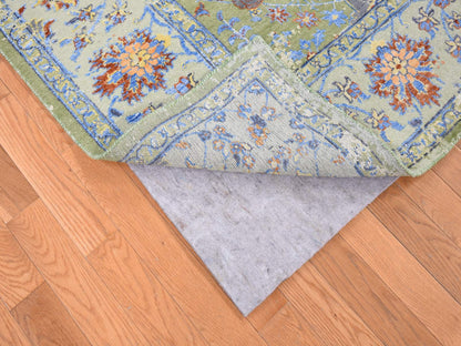 Green 7'9" x 9'10" Transitional Hand knotted Wool/Silk Rug - Sku: O080388
