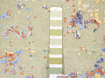Green 7'9" x 9'10" Transitional Hand knotted Wool/Silk Rug - Sku: O080388