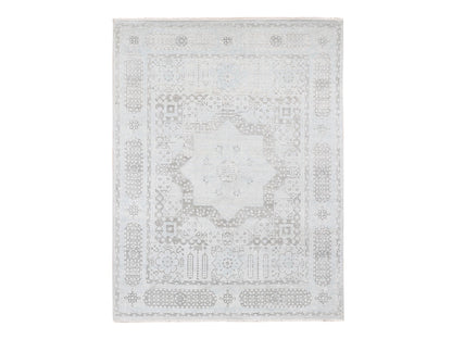 Blue 8'1" x 10'5" Mamluk Hand knotted Wool/Silk Rug - Sku: O080391