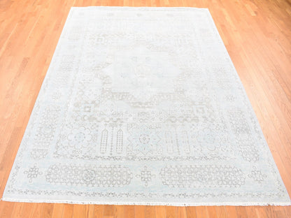 Blue 8'1" x 10'5" Mamluk Hand knotted Wool/Silk Rug - Sku: O080391
