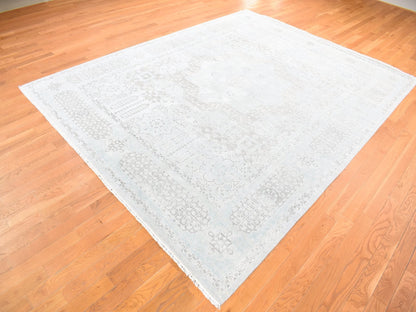 Blue 8'1" x 10'5" Mamluk Hand knotted Wool/Silk Rug - Sku: O080391