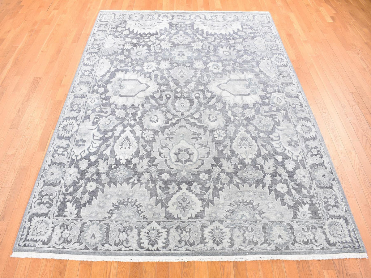 Oushak Oushak hand-knotted wool/silk rug in Gray, 7'10" x 10'4" — SKU O080392 (view 2)
