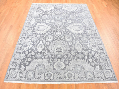 Oushak Oushak hand-knotted wool/silk rug in Gray, 7'10" x 10'4" — SKU O080392 (view 2)
