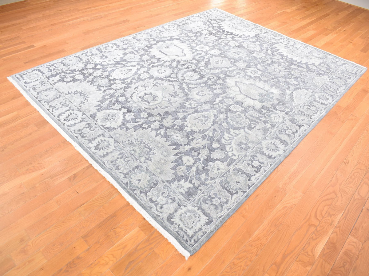 Oushak Oushak hand-knotted wool/silk rug in Gray, 7'10" x 10'4" — SKU O080392 (view 3)