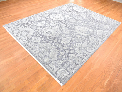 Oushak Oushak hand-knotted wool/silk rug in Gray, 7'10" x 10'4" — SKU O080392 (view 3)