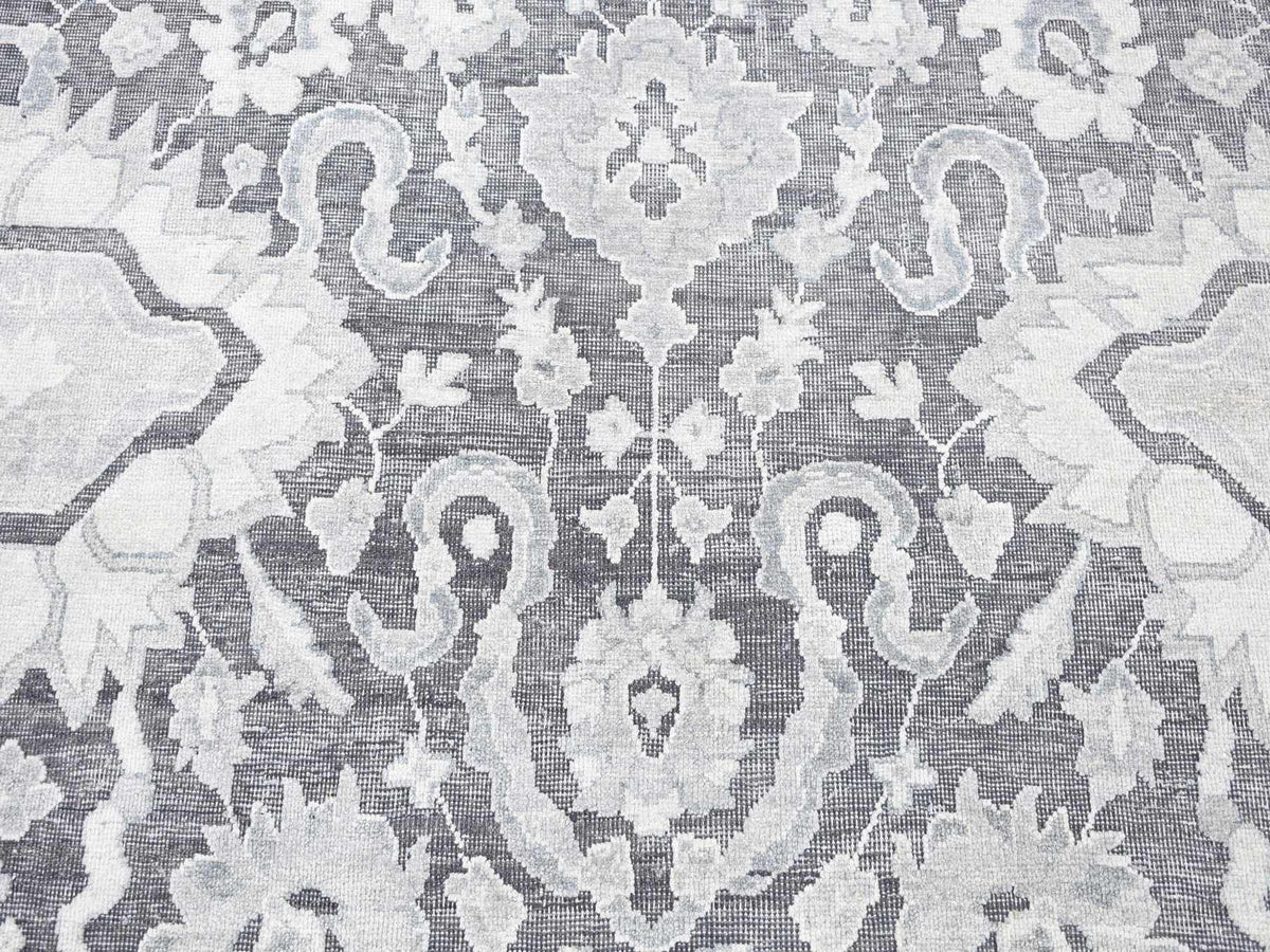 Oushak Oushak hand-knotted wool/silk rug in Gray, 7'10" x 10'4" — SKU O080392 (view 8)