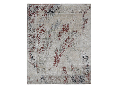 Beige 8'2" x 10'3" Transitional Hand knotted Wool/Silk Rug - Sku: O080394