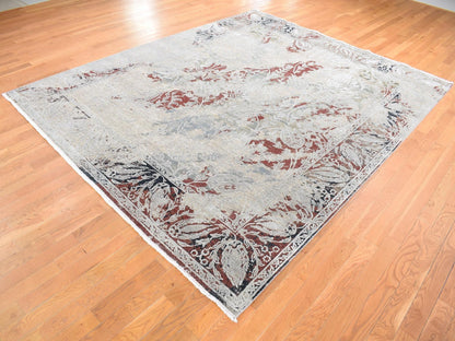 Beige 8'2" x 10'3" Transitional Hand knotted Wool/Silk Rug - Sku: O080394