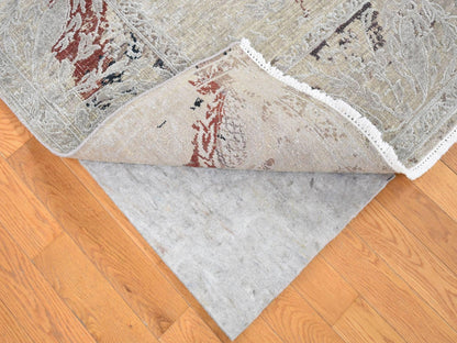 Beige 8'2" x 10'3" Transitional Hand knotted Wool/Silk Rug - Sku: O080394