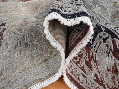 Beige 8'2" x 10'3" Transitional Hand knotted Wool/Silk Rug - Sku: O080394