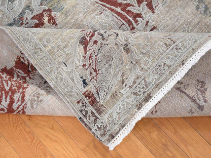 Beige 8'2" x 10'3" Transitional Hand knotted Wool/Silk Rug - Sku: O080394