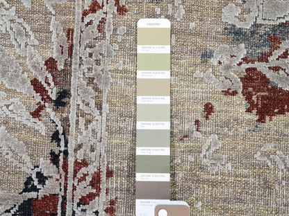 Beige 8'2" x 10'3" Transitional Hand knotted Wool/Silk Rug - Sku: O080394