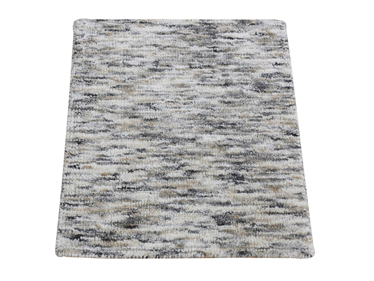 Modern / Contemporary hand-knotted wool/silk rug in Brown, 1'9" x 2'1" — SKU O080398