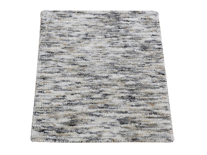 Brown 1'9" x 2'1" Modern / Contemporary Handloom Wool/Silk Rug - Sku: O080398