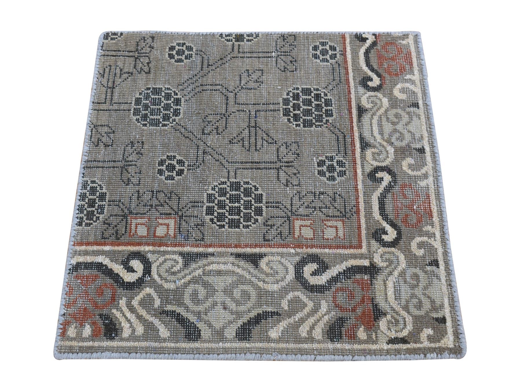 Khotan Khotan hand-knotted wool rug in Brown, 2'1" x 2'2" — SKU O080399