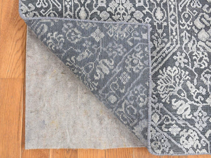 Modern / Contemporary hand-knotted wool/silk rug in Gray, 2'1" x 2'1" — SKU O080400 (view 2)