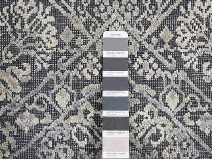 Modern / Contemporary hand-knotted wool/silk rug in Gray, 2'1" x 2'1" — SKU O080400 (view 3)