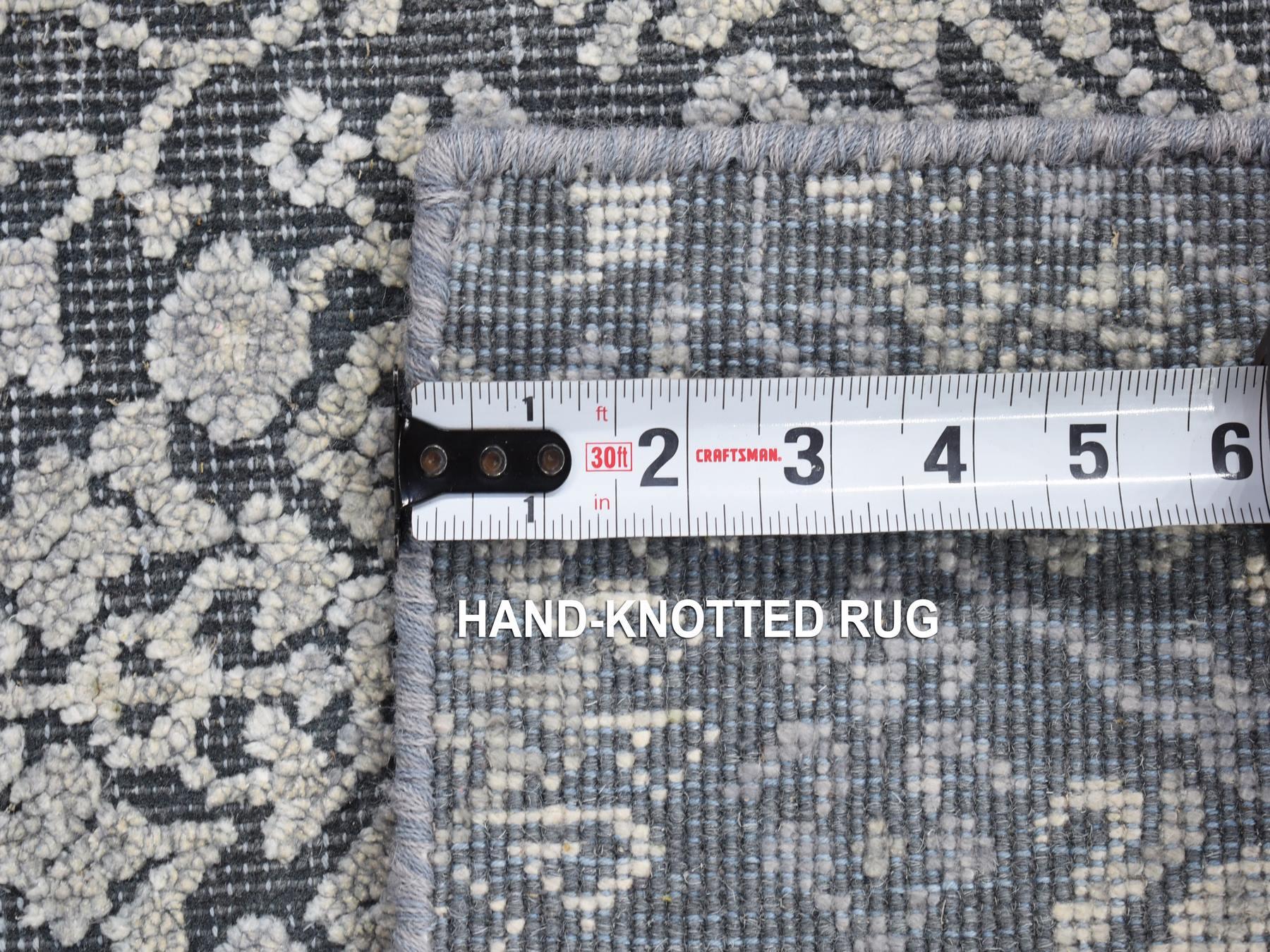 Modern / Contemporary hand-knotted wool/silk rug in Gray, 2'1" x 2'1" — SKU O080400 (view 6)